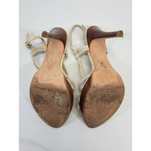 HHP Women's Size 9 Aldo Canvas & Croc Emb Leather Strappy High Heels Pumps Shoes - Picture 8 of 8